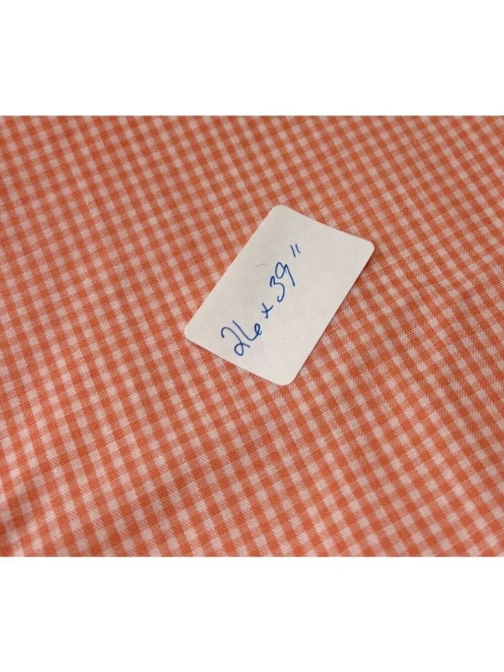 Orange Gingham Cotton Fabric 26 x 39